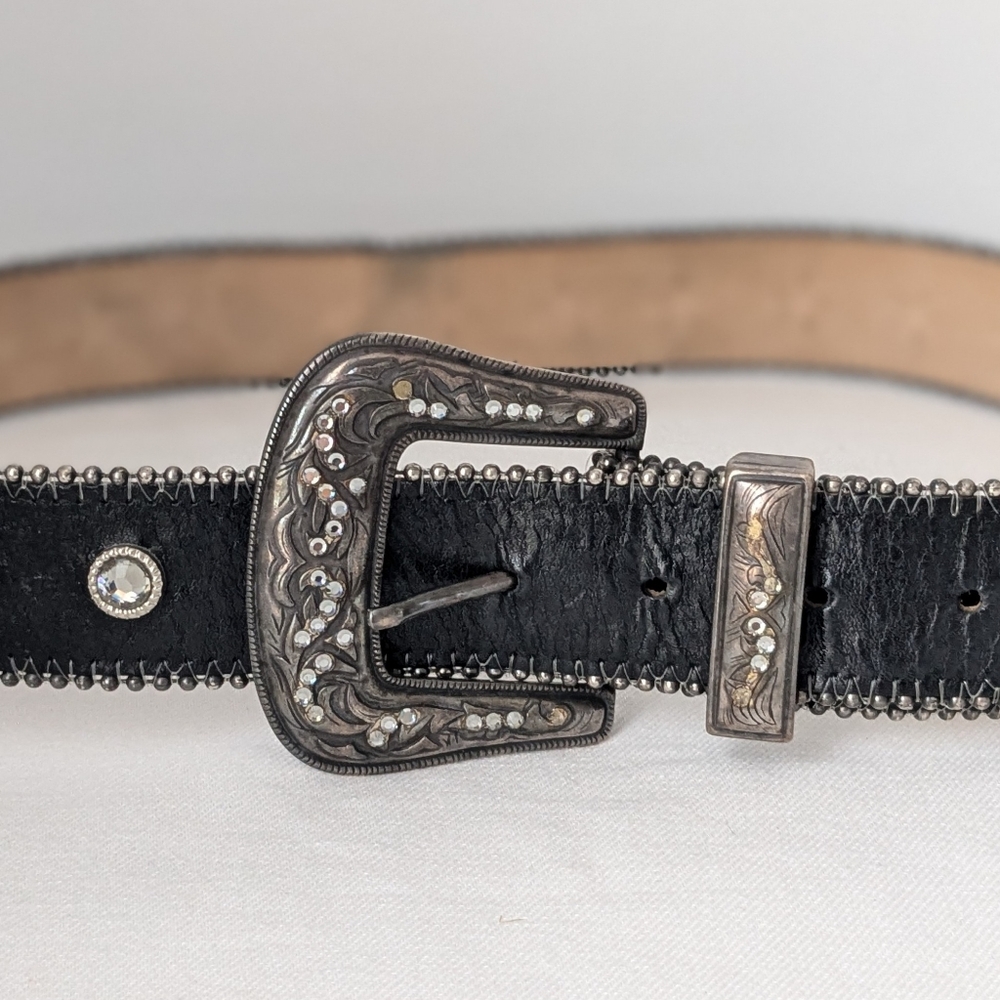 Vintage LeatherRock Black Belt For Women With Studs. Size Midium 34 Made in USA - Picture 7 of 13
